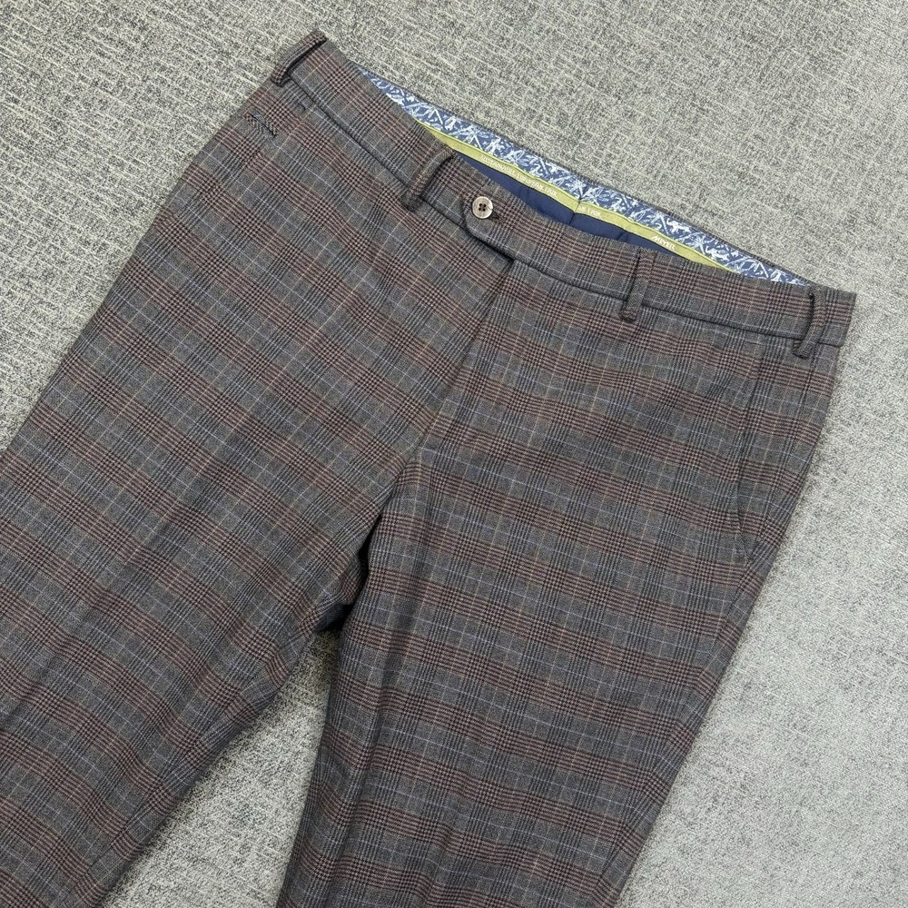 Meyer Dress Pants Mens‎ 36x28 Brown Window Pane Wool Blend Bonn New York Pleated